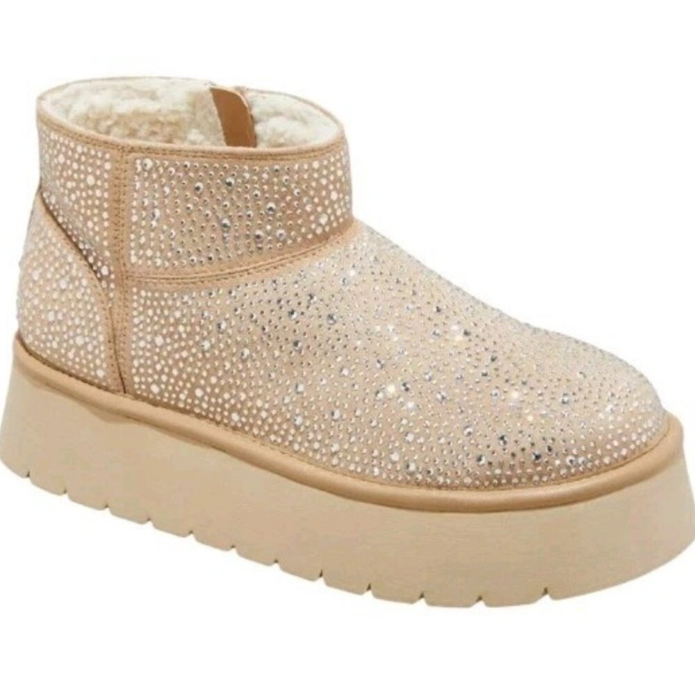 Wild Fable Tan Ankle Booties with Rhinestones